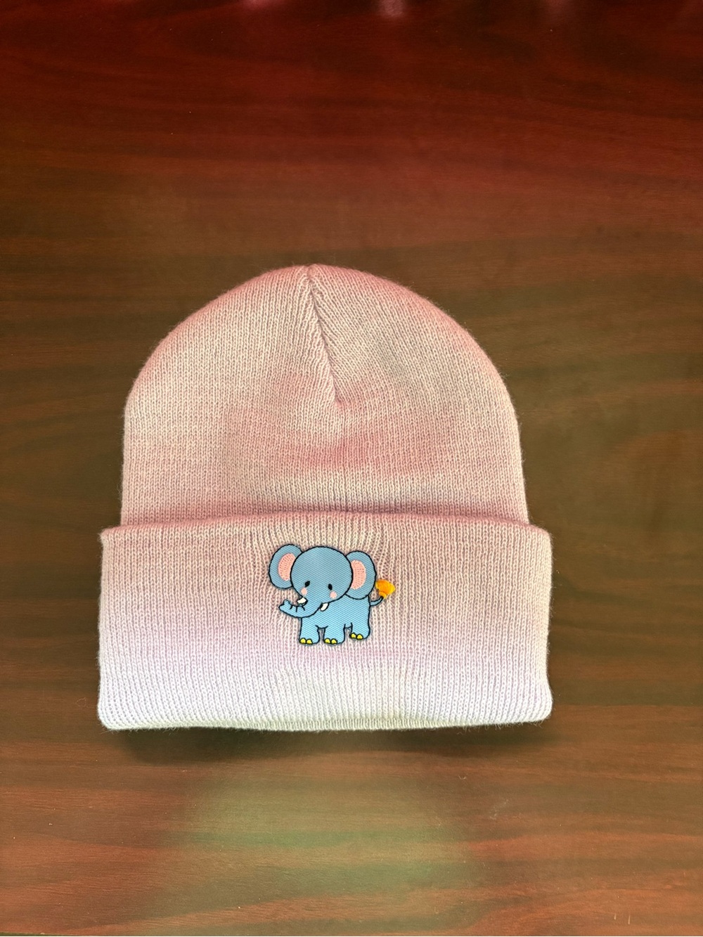 Kids Pastel Purple Beanie Hat with Cute Elephant Patch